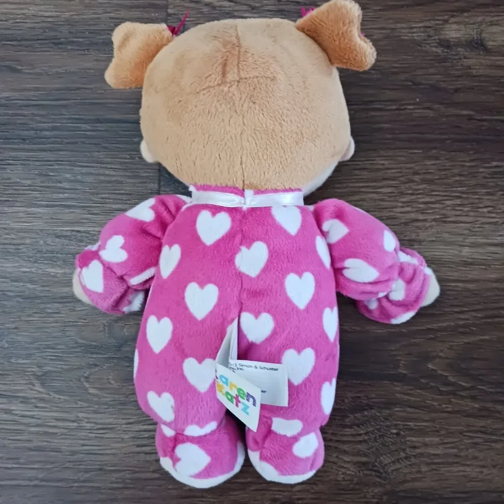 Karen Katz Baby Girl Pink Hearts Plush Doll Rattle 8